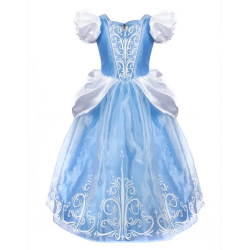 Askepot blå prinsessekjole (7-8 år)