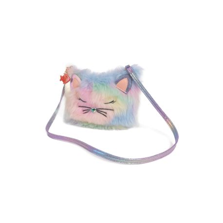 Pelset regnbue Kitty skuldertaske