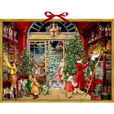 Den nostalgiske julebutik - Julekalender med glimmer (52 x 38 cm)