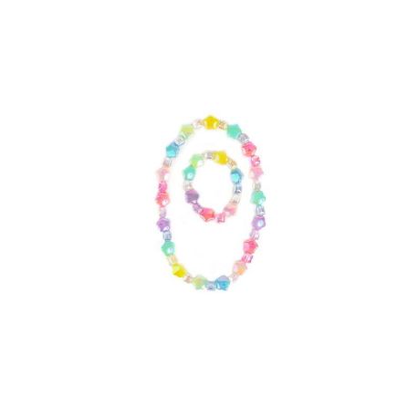 Store pastel stjerneperler armbånd & halskæde