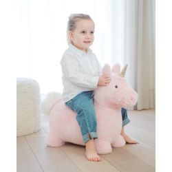 Pink enhjørning - Plys hoppedyr inkl. pumpe (+3 år)