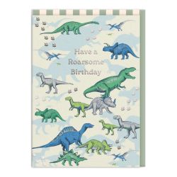 Fødselsdagskort med vintage dinosaurer