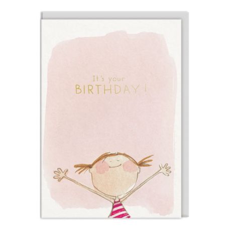 Fødselsdagskort med glad pige - It's Your Birthday